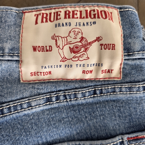 True Religion Men's Ricky Straight Jeans SZ 30 Red Stitch Buddha Patch - Picture 5 of 14